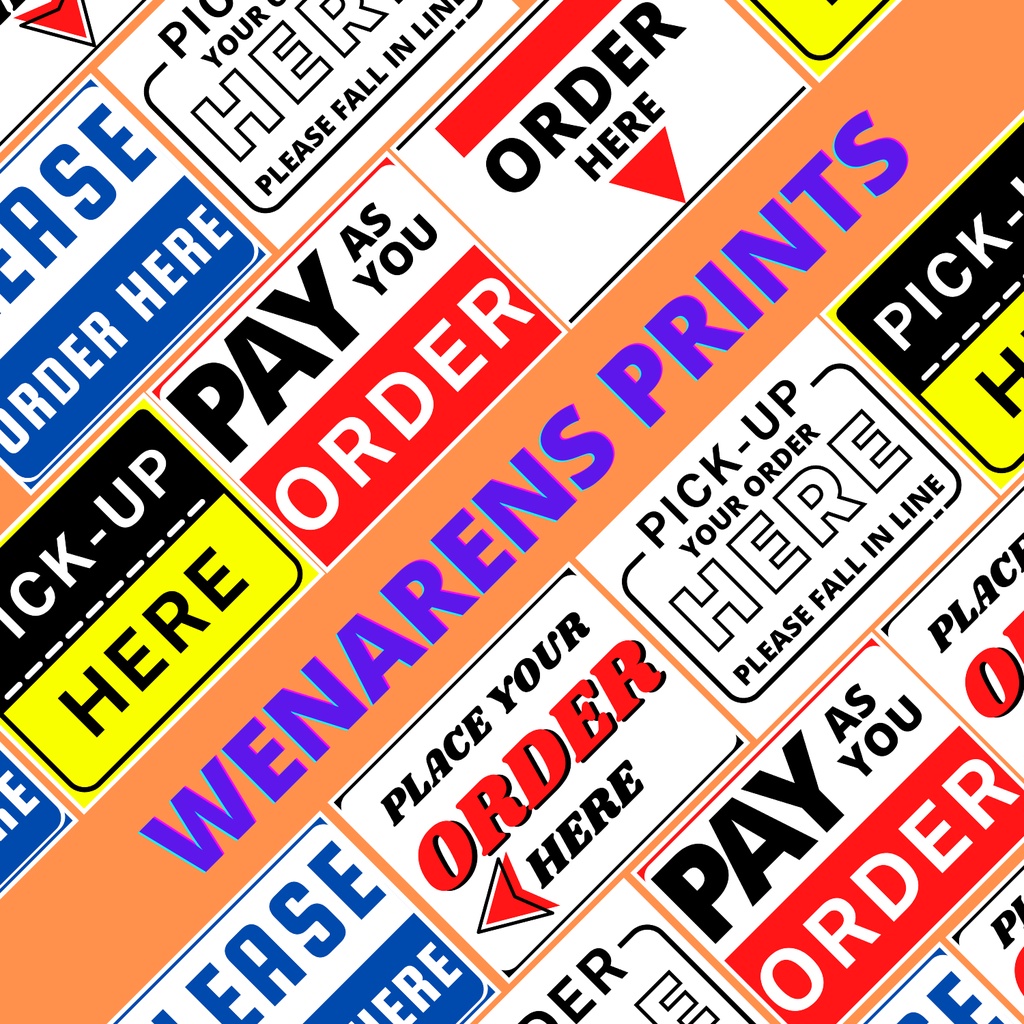 Order Here Pick Up Here Pay As You Order Laminated Sign Board A