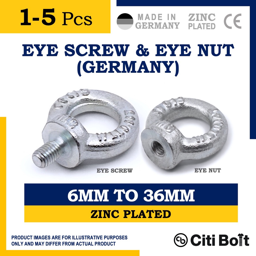 1 5pc Lifting Eye Screw Eye Nut Zinc Plated M6 M8 M10 M12 M16 M20