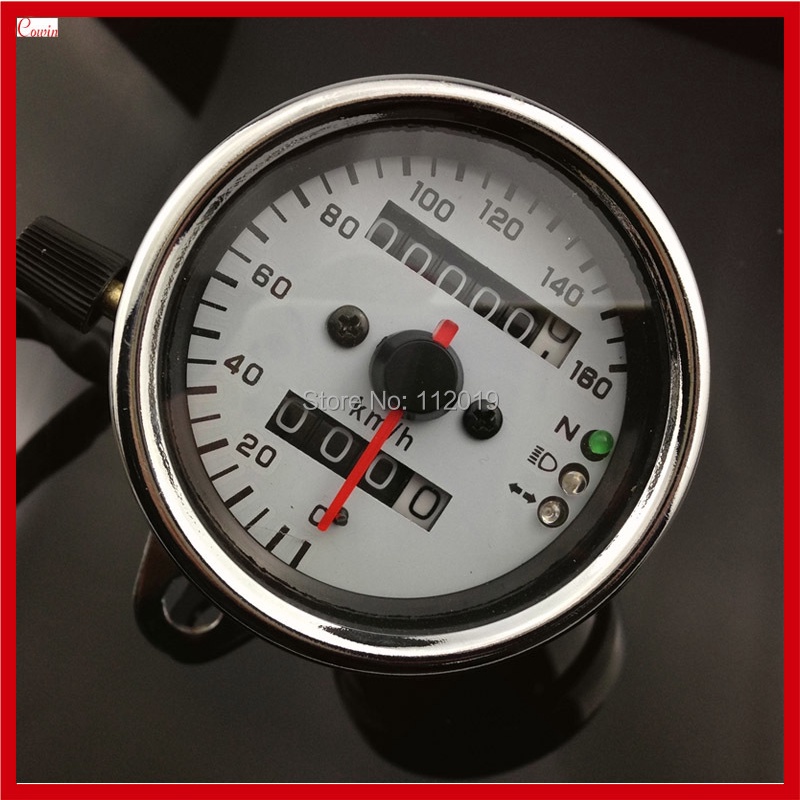 New Universal Classic V Motorcycle Dual Odometer Speedometer Speed