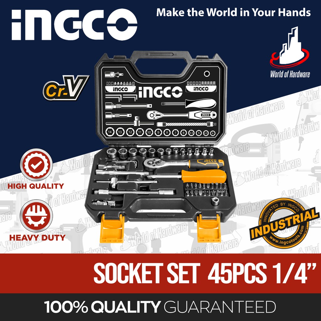 Ingco Original Pcs Socket Set Industrial Power Tools In Shopee