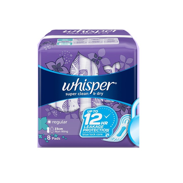 Whisper Super Clean Dry Regular Flow Non Wings 8 Pads Sanitary