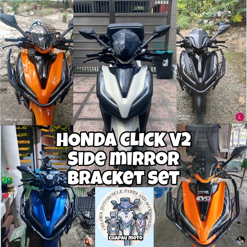 HONDA CLICK V2 V3 125 150 GENIO R25 BRACKET SIDE MIRROR AND VISOR SET