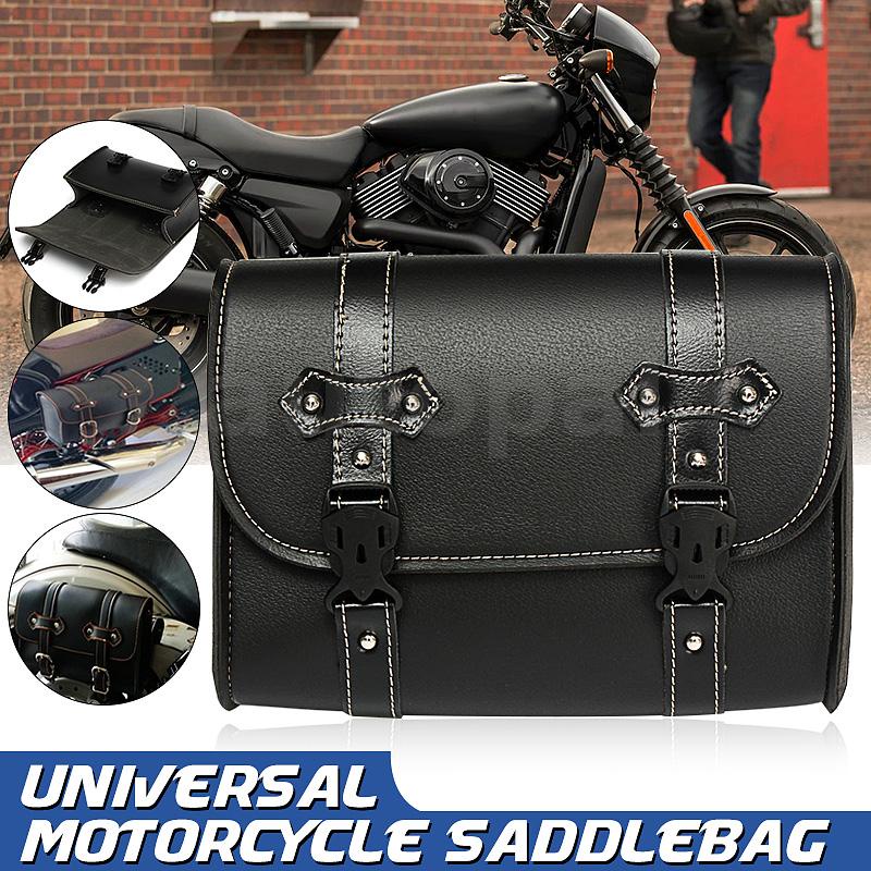 Motorcycle Pu Leather Side Saddlebag Luggage Storage Tool Pouch Saddle