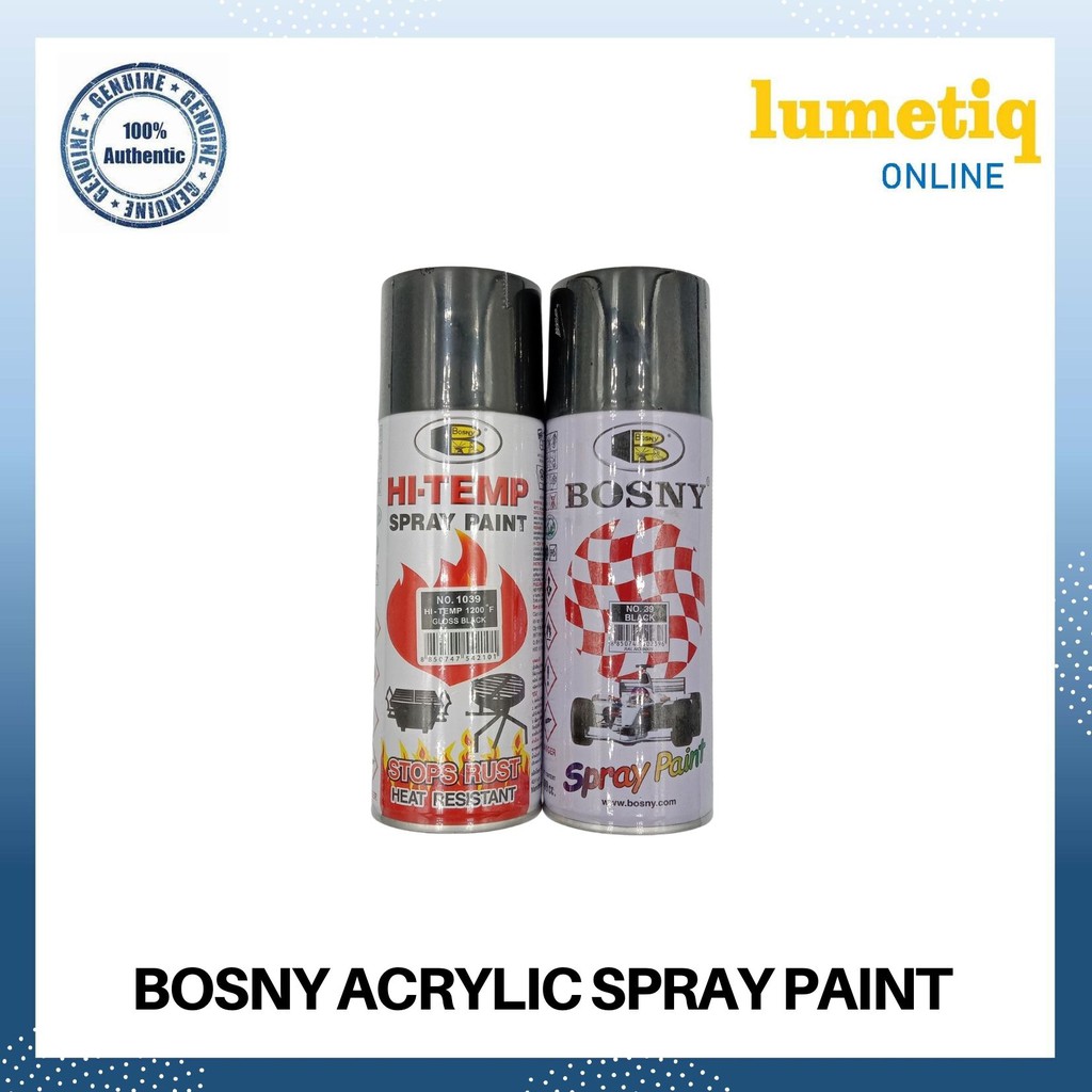 BOSNY Acrylic Spray Paint Black Flat Black Gloss Black Hi Temp