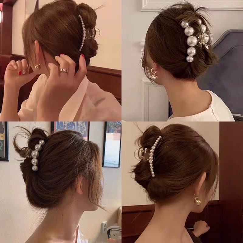 Korean Big Pearls Hair Clip Claws Women Korean Ins Fashion Imitation