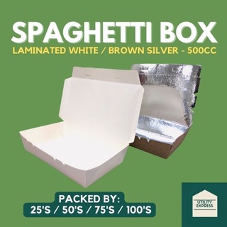 Spaghetti Meal Box Laminated White Brown Silver Cc Lunch