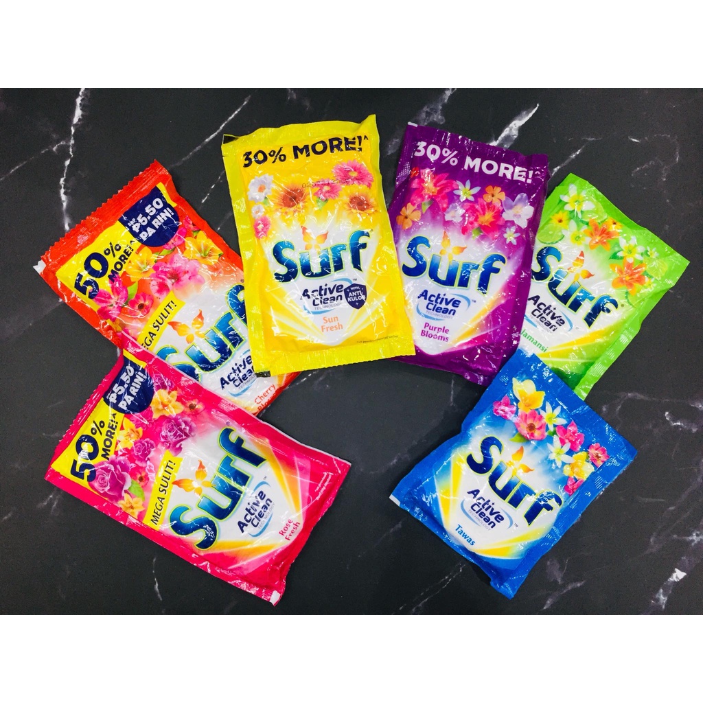 Surf Detergent Powder Sachetsx Rose Fresh Cherry Blossom Sun Fresh