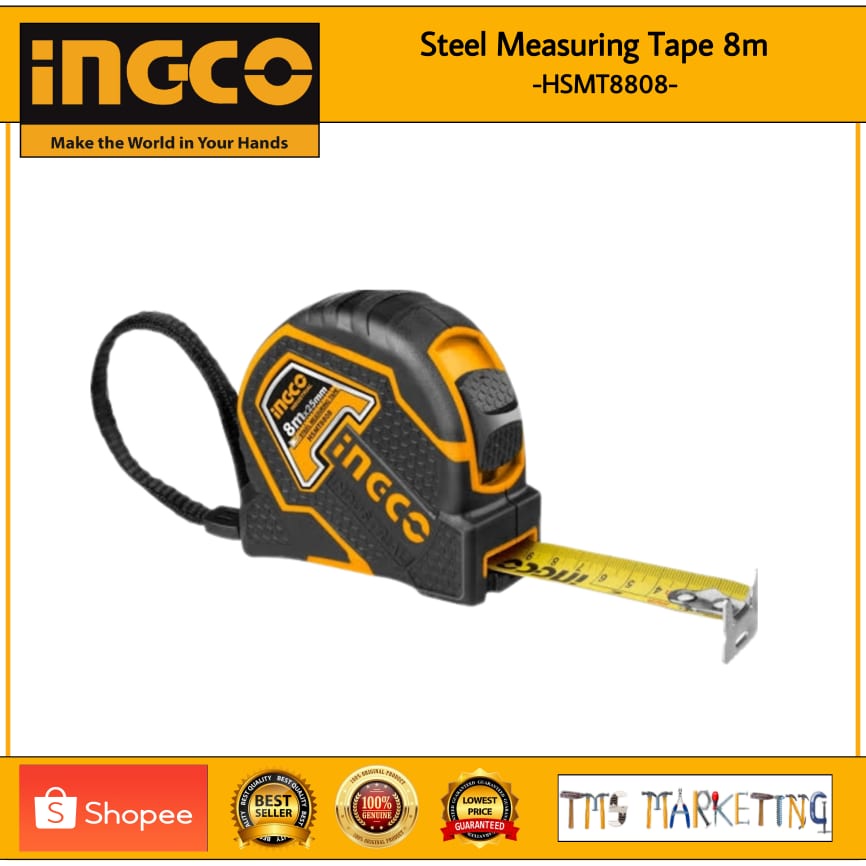 Ingco HSMT8808 Industrial Steel Measuring Tape 8mx25mm Shopee Philippines