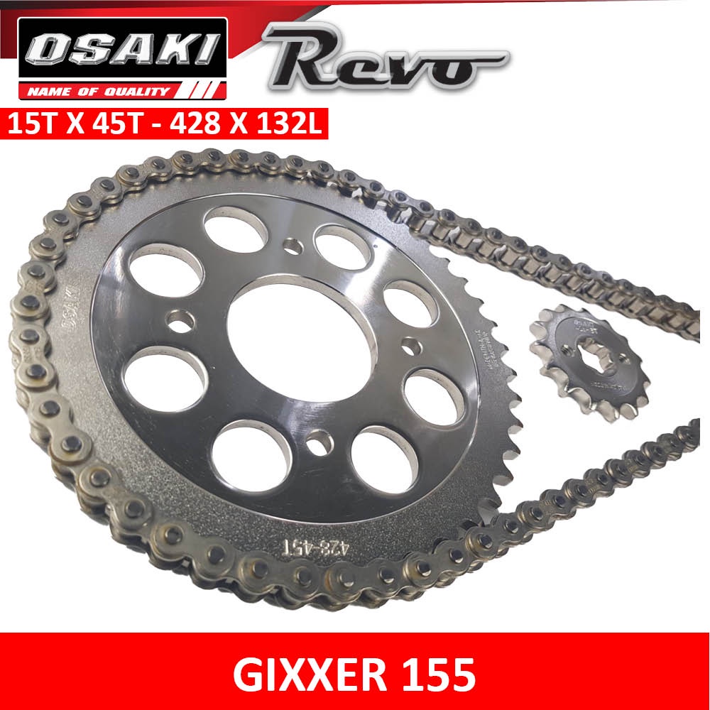 Suzuki Gixxer 155 15TX45T 428X132L Osaki Revo Chain Sprocket Set