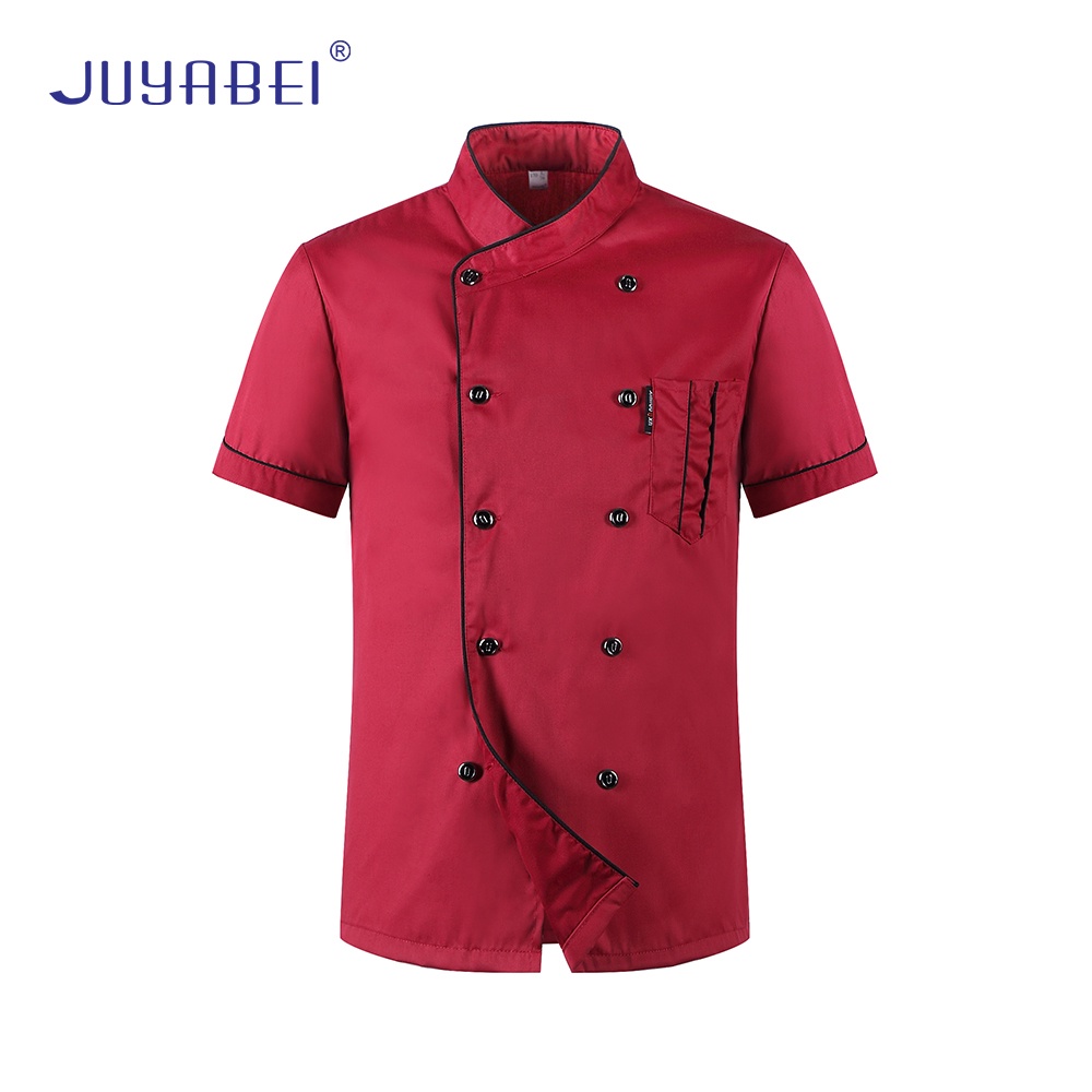 2022 NEW Chef Restaurant Uniform Kitchen Cook Shirt Short Sleeve Jacket