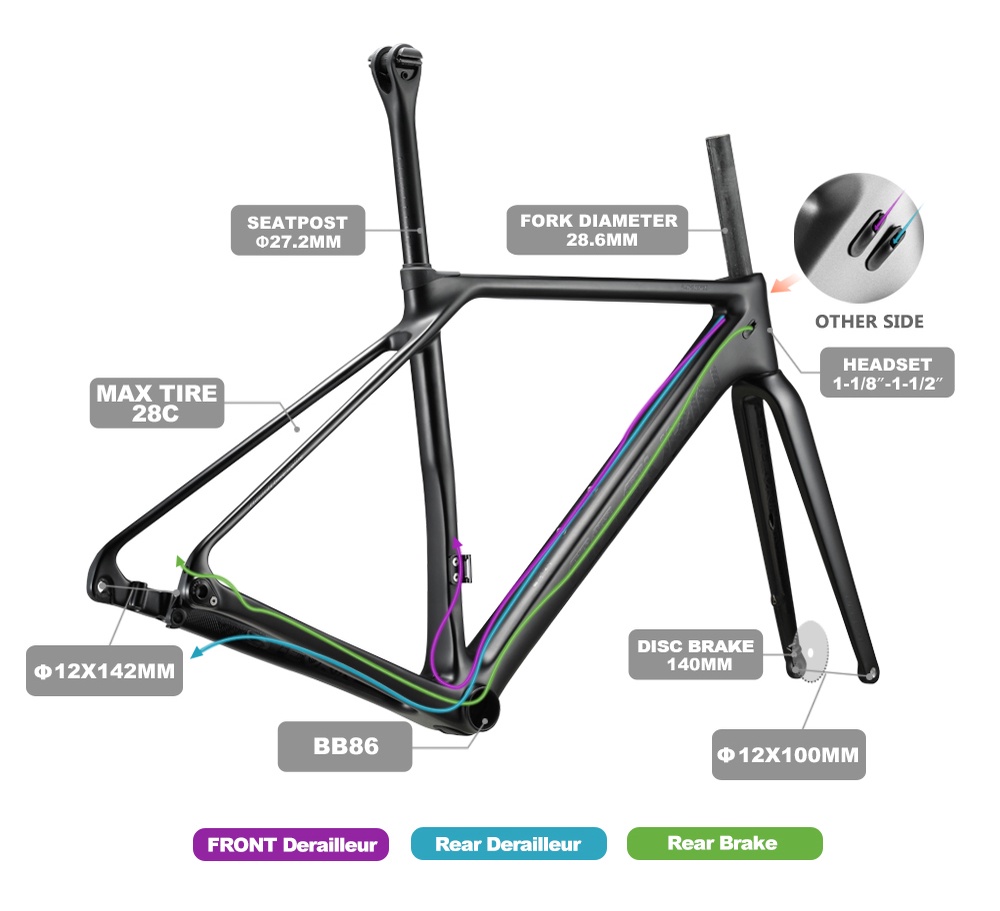 Og Evkin Carbon Road Frame Disc Brake Bb C X X Bicycle