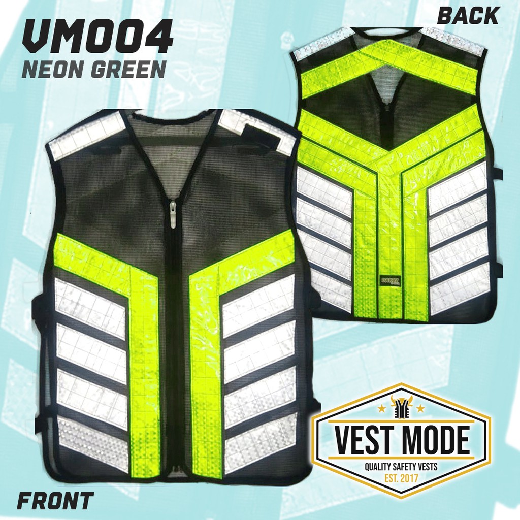 Vm Vt Neon Green Motorcycle Rider Reflectorized Reflective