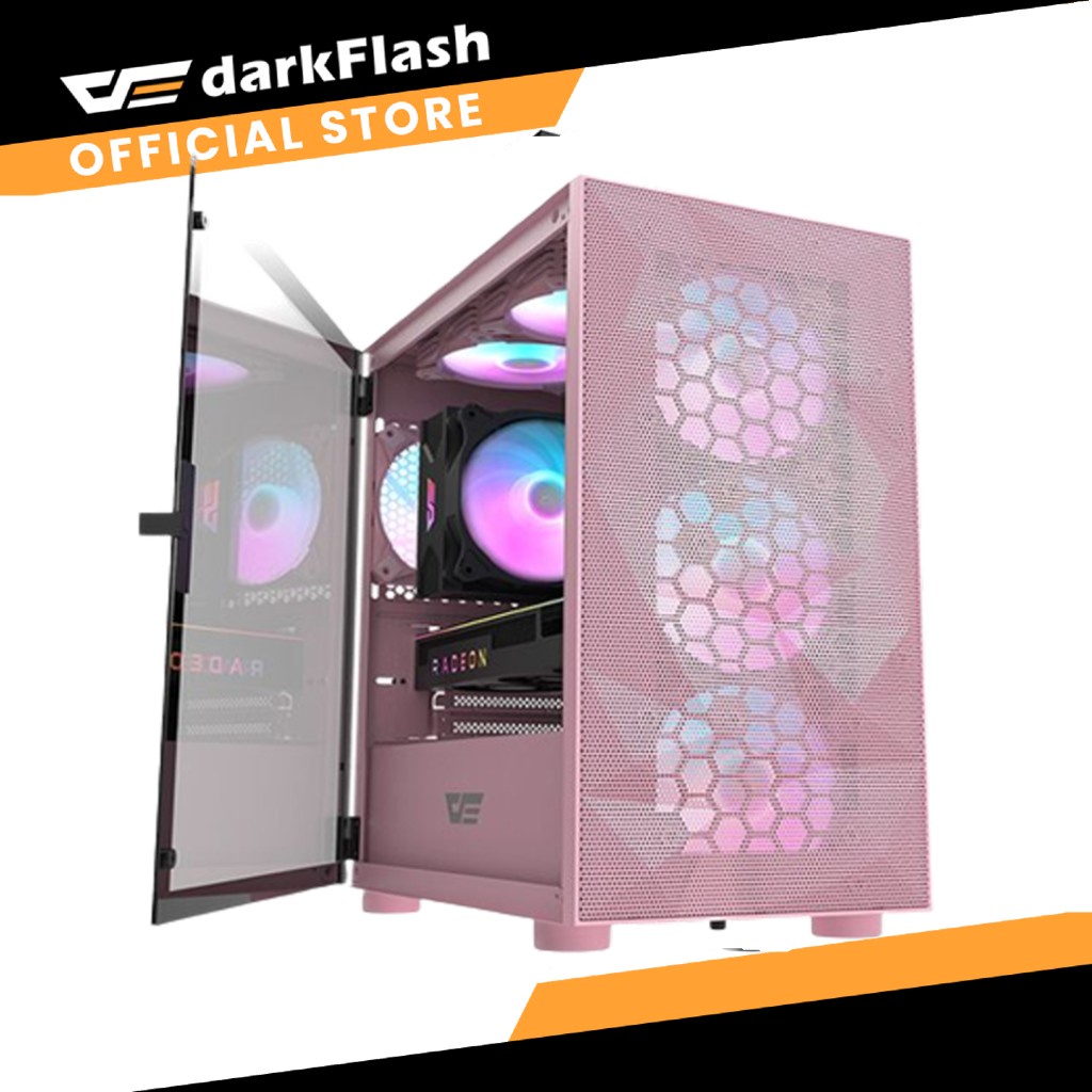 Gabinete Gamer Darkflash Dlm Mesh Pink M Atx Vidrio Templ En Hot Sex