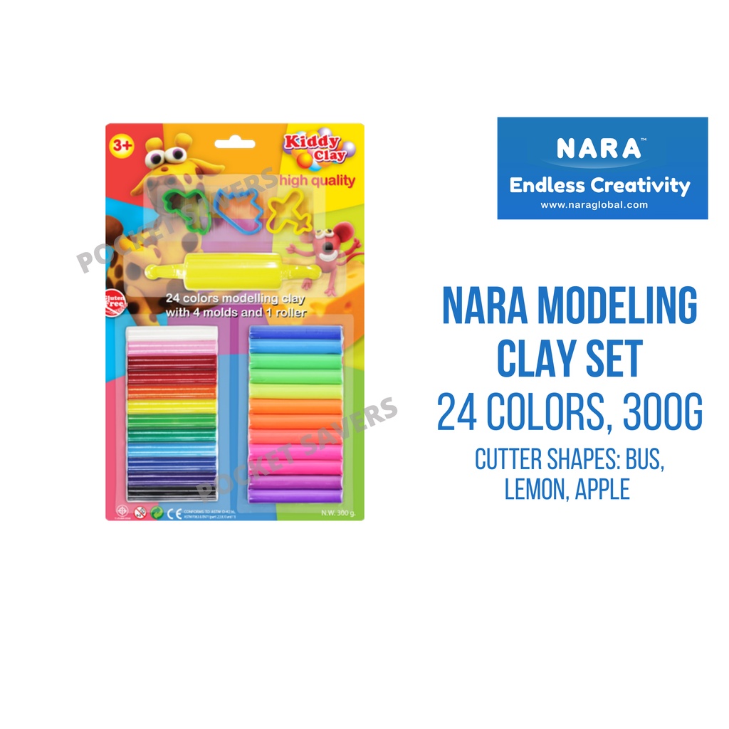 Art Hub Nara Modeling Clay Set 24 Colors 300 G With Cutters And