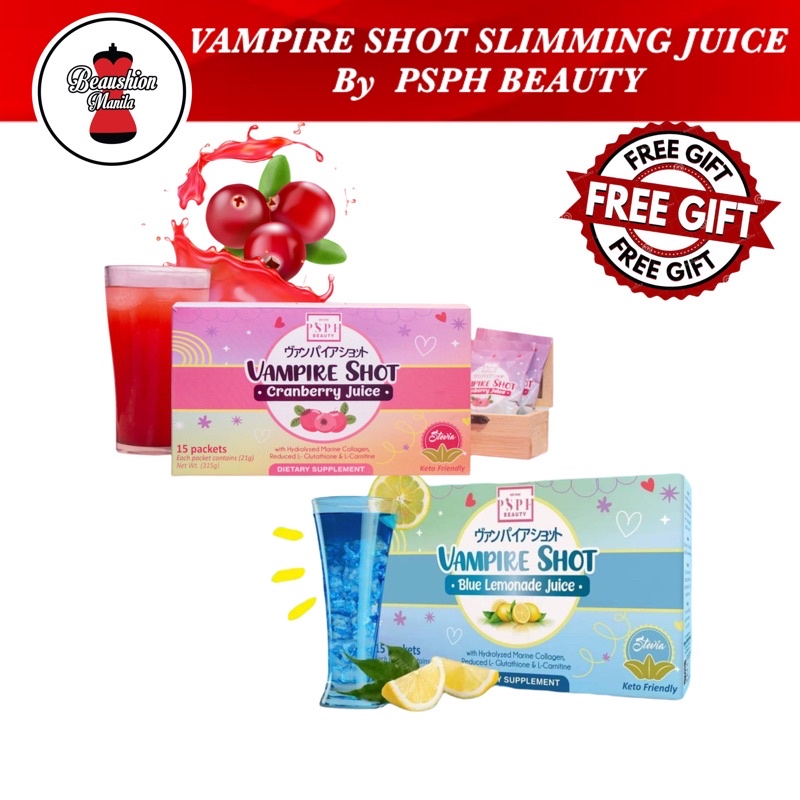 VAMPIRE SHOT CRANBERRY JUICE And BLUE LEMONADE By PSPH Shopee Philippines