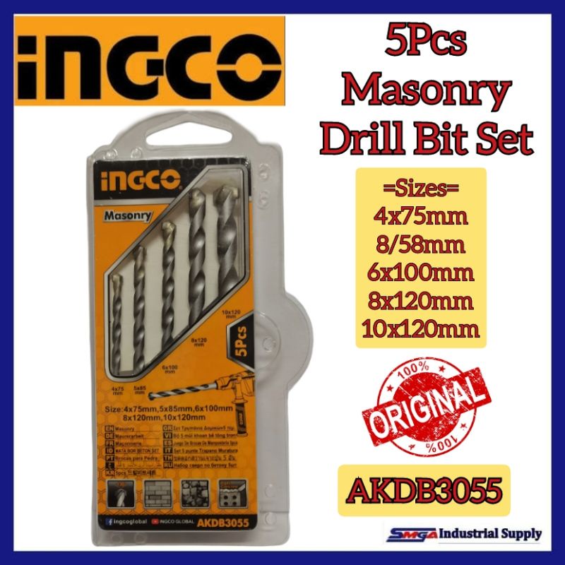 INGCO Original 5pcs Masonry Drill Bits AKDB3055 Shopee Philippines