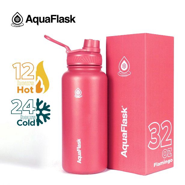 Aquaflask Oz Flamingo Wide Mouth With Cap Lid Vacuum Insulated