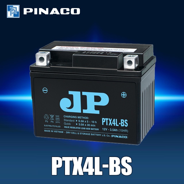 Pinaco Motorcycle Battery YTX 4L BS Pinaco JP 12v 3 5ah 113x70x85mm