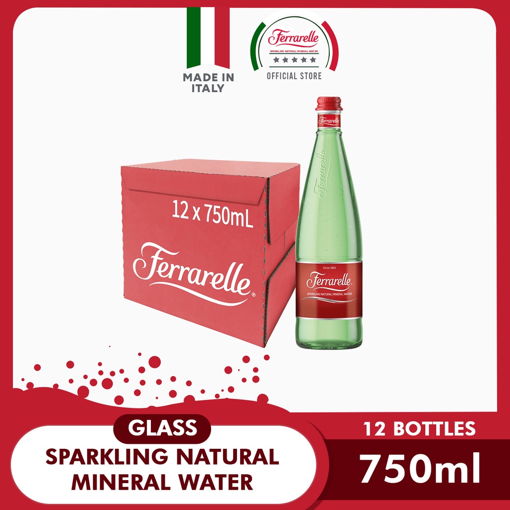 Ferrarelle Sparkling Natural Mineral Water Glass 12 X 750ml Case