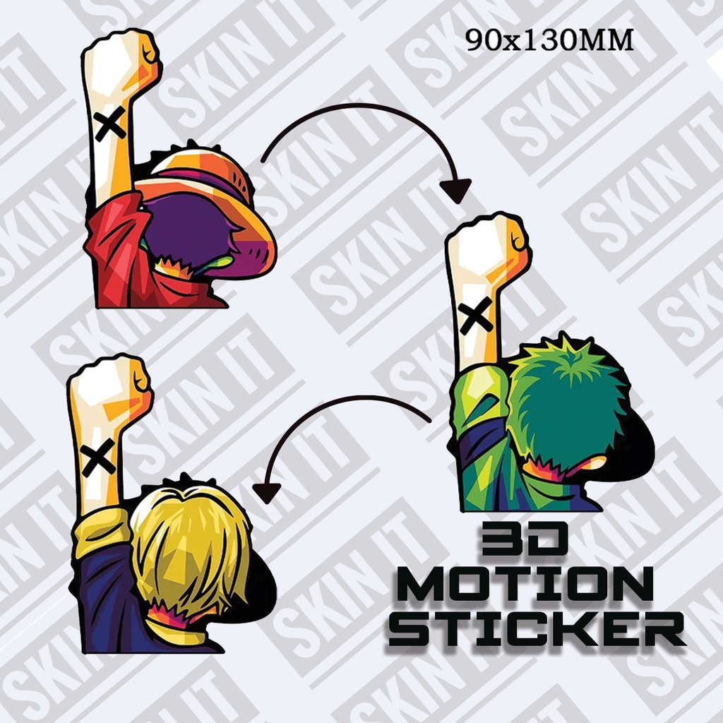 3D Motion Sticker Peeker TRIO LUFFY Sanji Zoro ONE PIECE Shopee