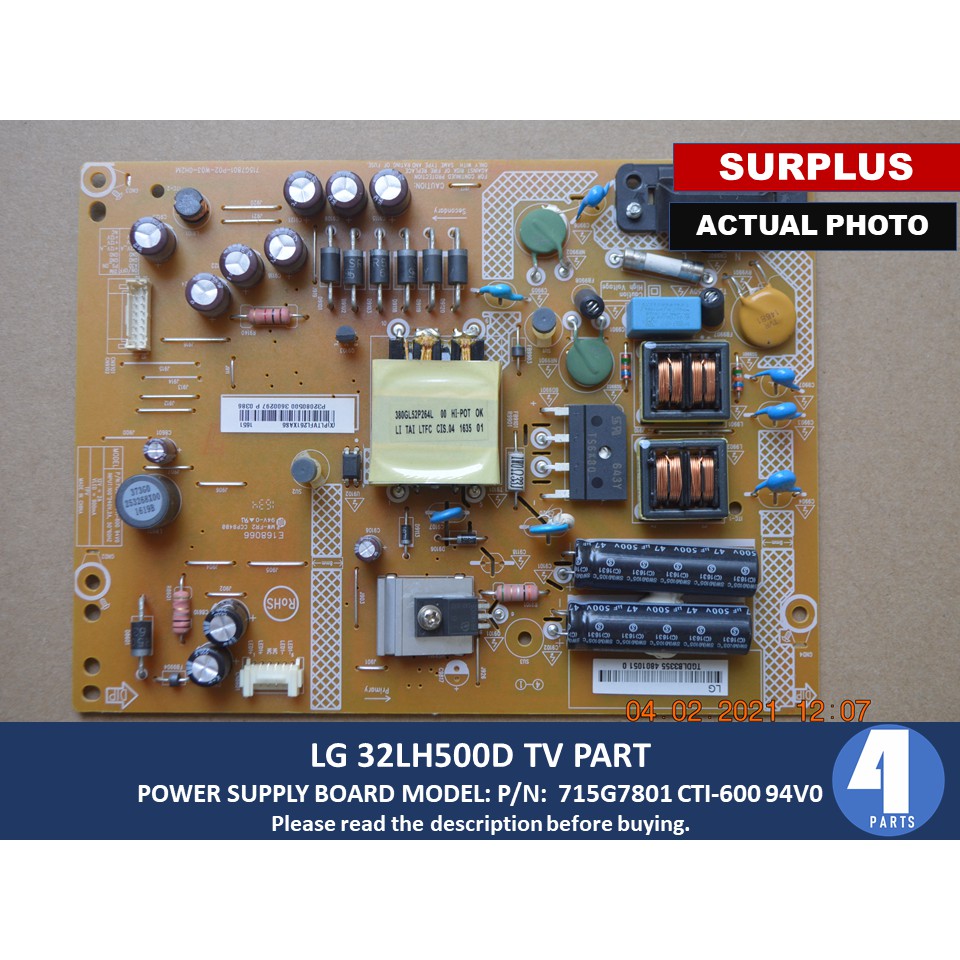 Lg Lh D Lcd Tv Power Supply Board G Cti V Shopee