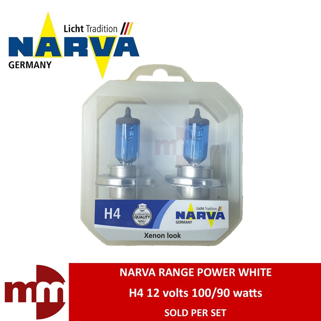 NARVA SUPER WHITE H4 12V 100 90w Halogen Bulb RANGE POWER WHITE SOLD