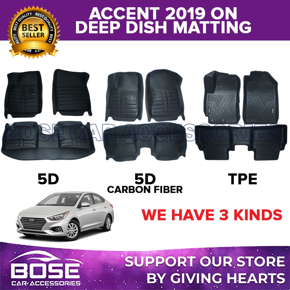 TPE 5D Deep Dish For Hyundai Accent 2019 2021 Deep Dish Car Matting