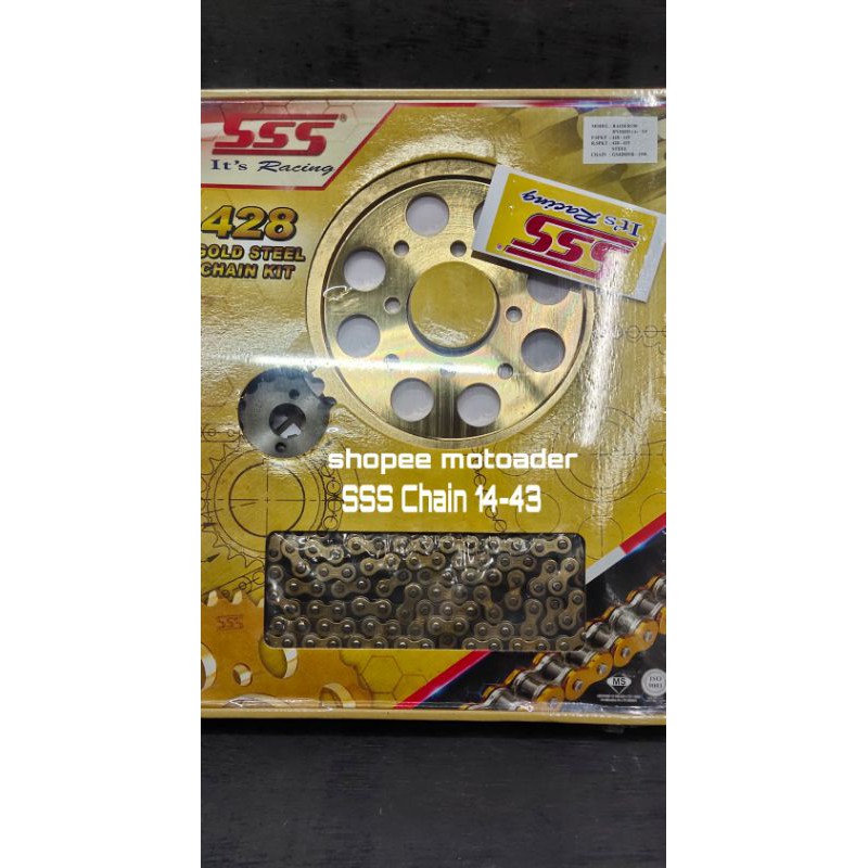 SSS Chain Sprocket Set Steel Gold 14 43 14 42 Raider 150 Sniper 150 Sss