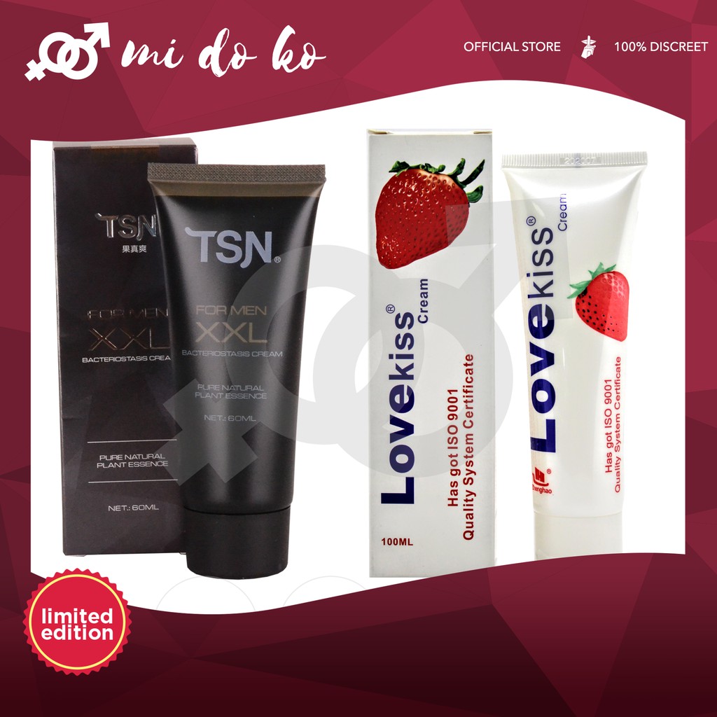 Midoko 100 Ml Lovekiss Strawberry Sex Lube With TSN 60ml XXL Natural