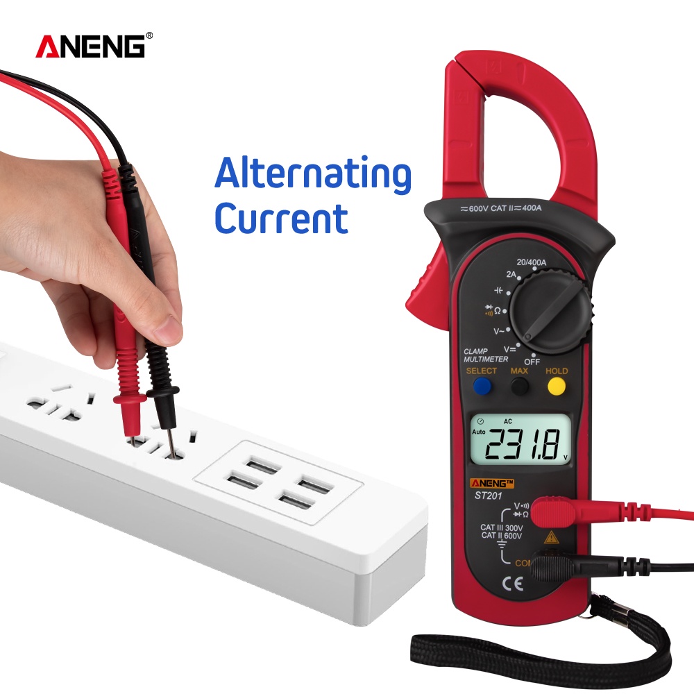 ST201 Digital Clamp Multimeter Resistance Ohm Tester AC DC Clamp