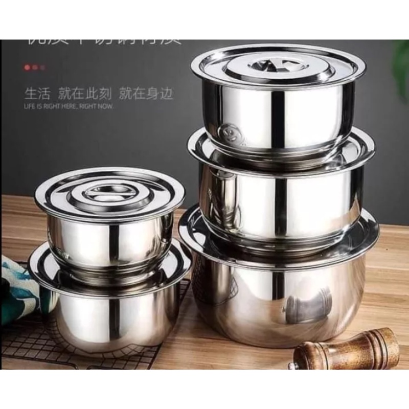 Cookware Set Stainless Steel Stock Pot 5 In 1 With Lid Panci Fresh Box