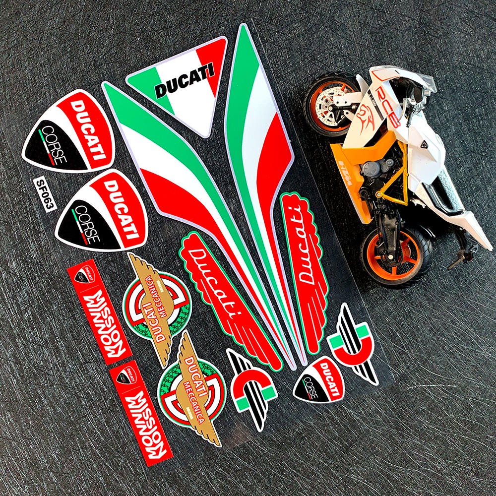 Ducati Reflective Motorcycle Stickers Side Strip Bike Helmet Decals