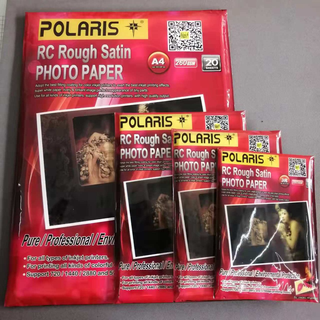 Polaris RC Rough Satin Photo Paper A4 5R 4R 3R 260gsm 20sheets Pack