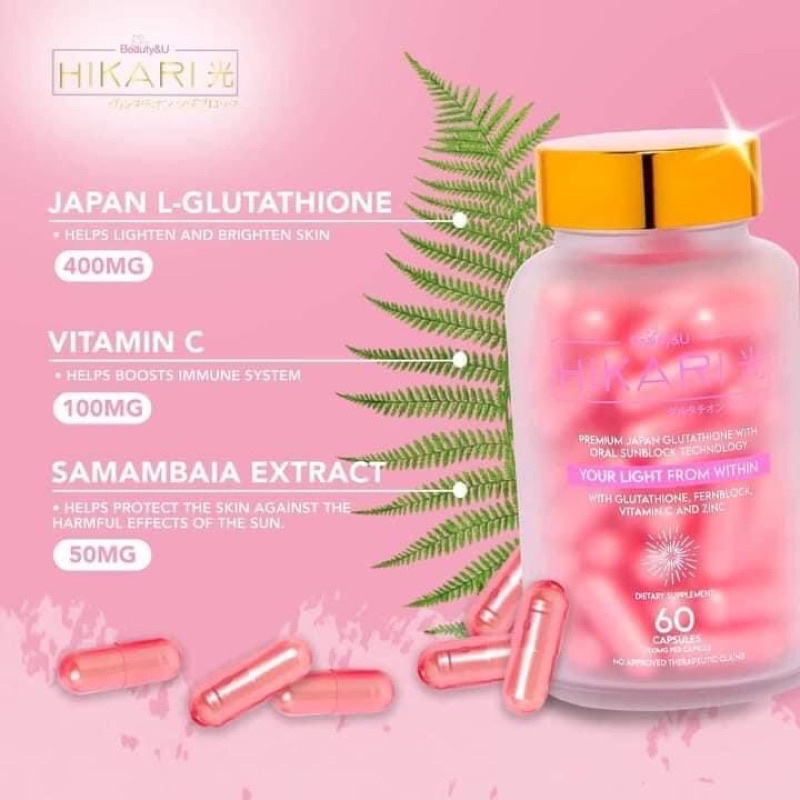 Hikari Glutathione Capsule Original With Collagen Whitening Sunblock