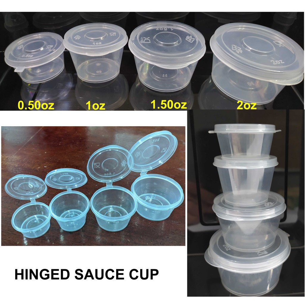 100pcs Pack Plastic Sauce Cup Hinged Type Lid Shopee Philippines