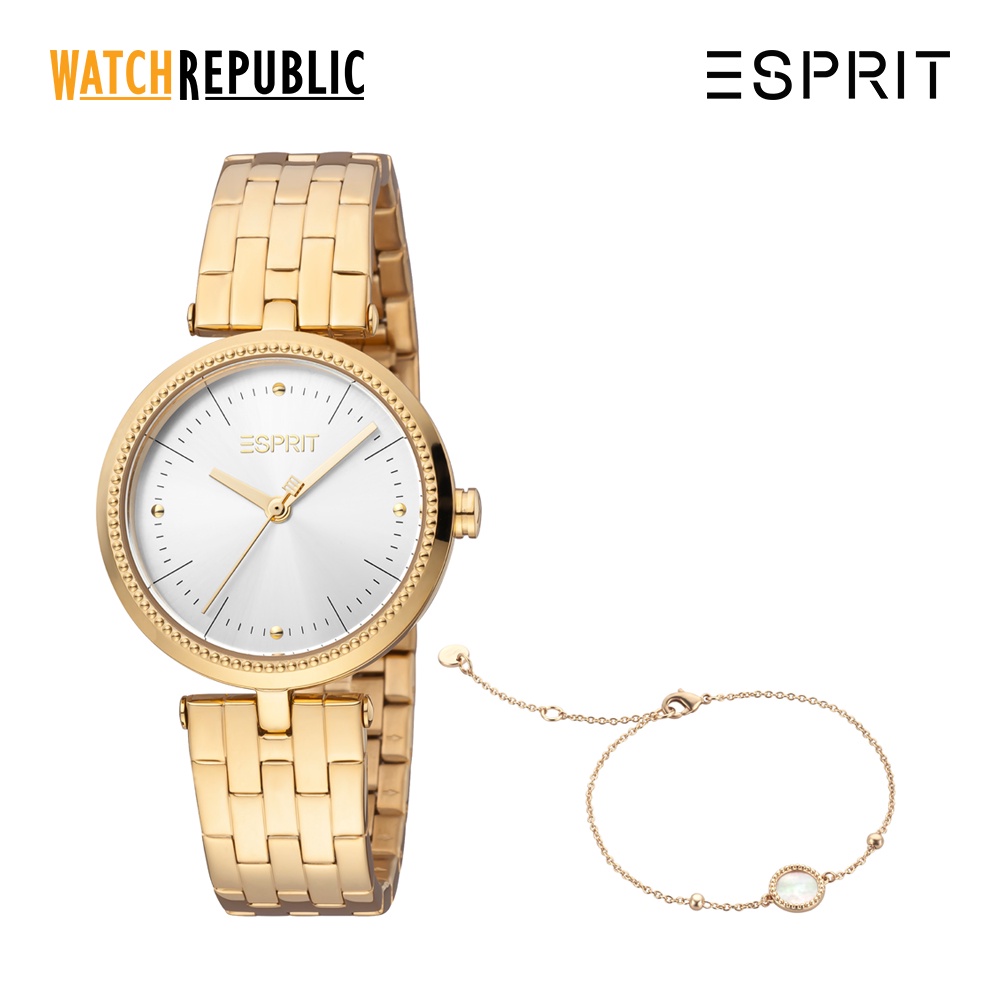 Esprit Nova Set Gold Stainless Steel Analog Quartz Watch For Women