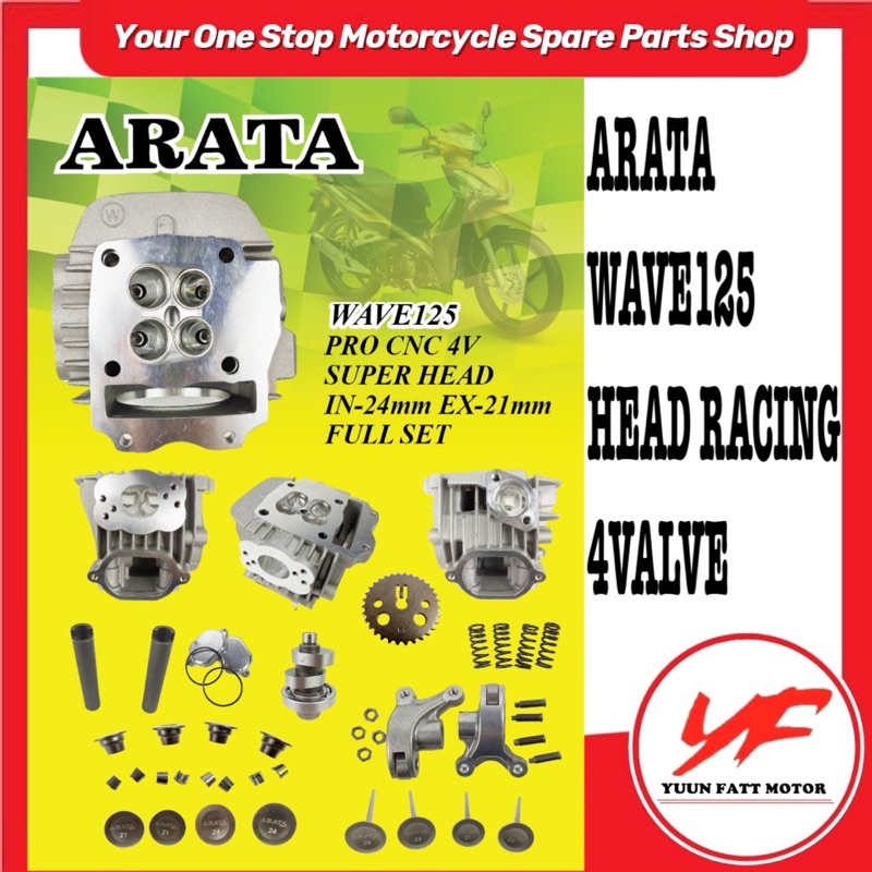 ARATA CYLINDER SUPER HEAD RACING PRO CNC 4 VALVE IN24MM EX21MM FULL SET