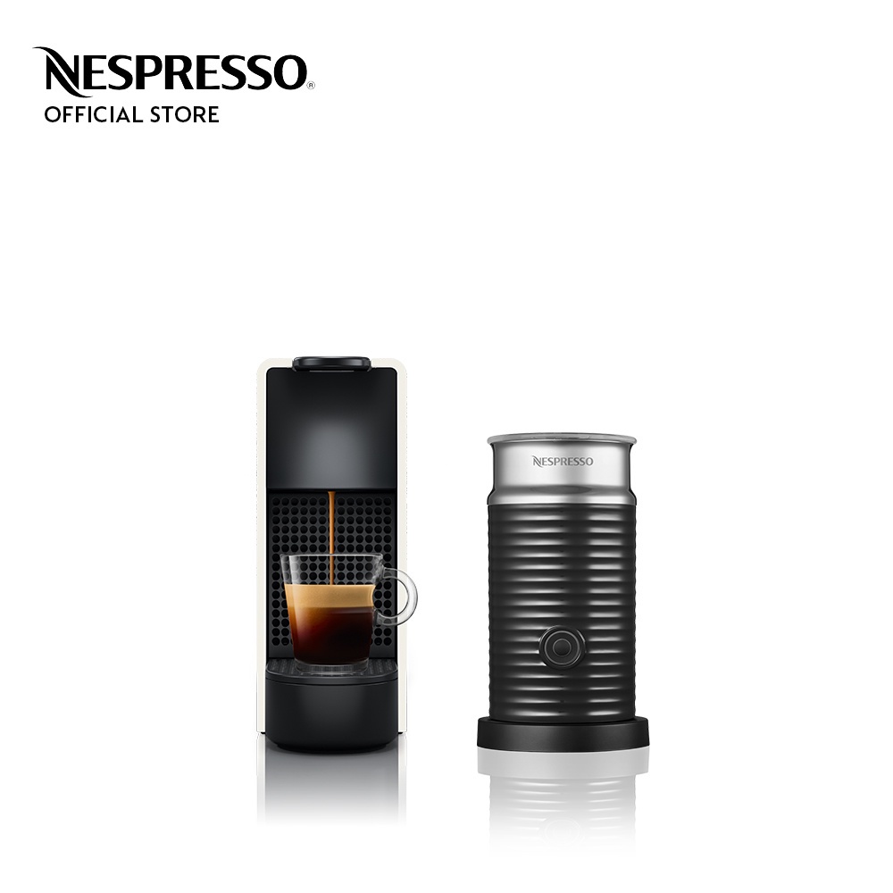 Nespresso Essenza Mini Coffee Maker White Aeroccino Milk Frother