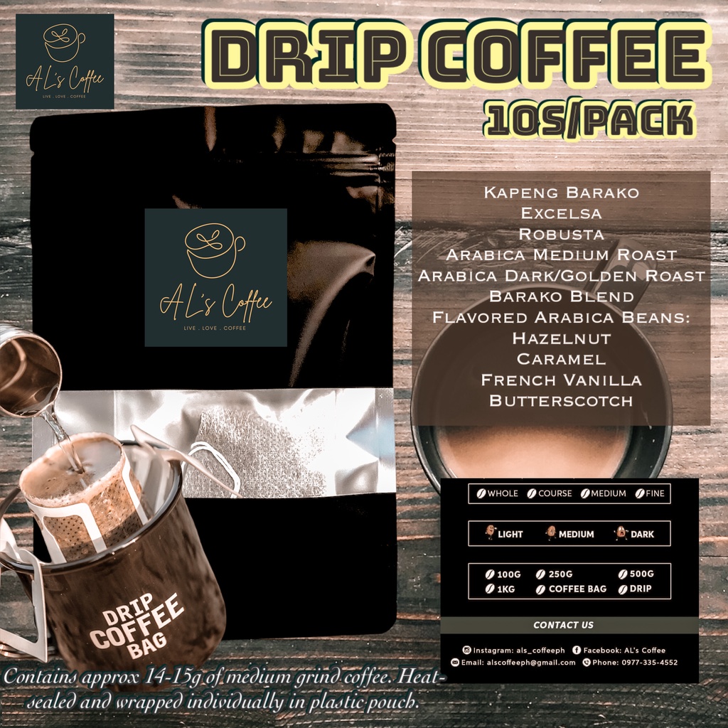 14 15g Drip Coffee 10s ALs Coffee Arabica Excelsa Barako