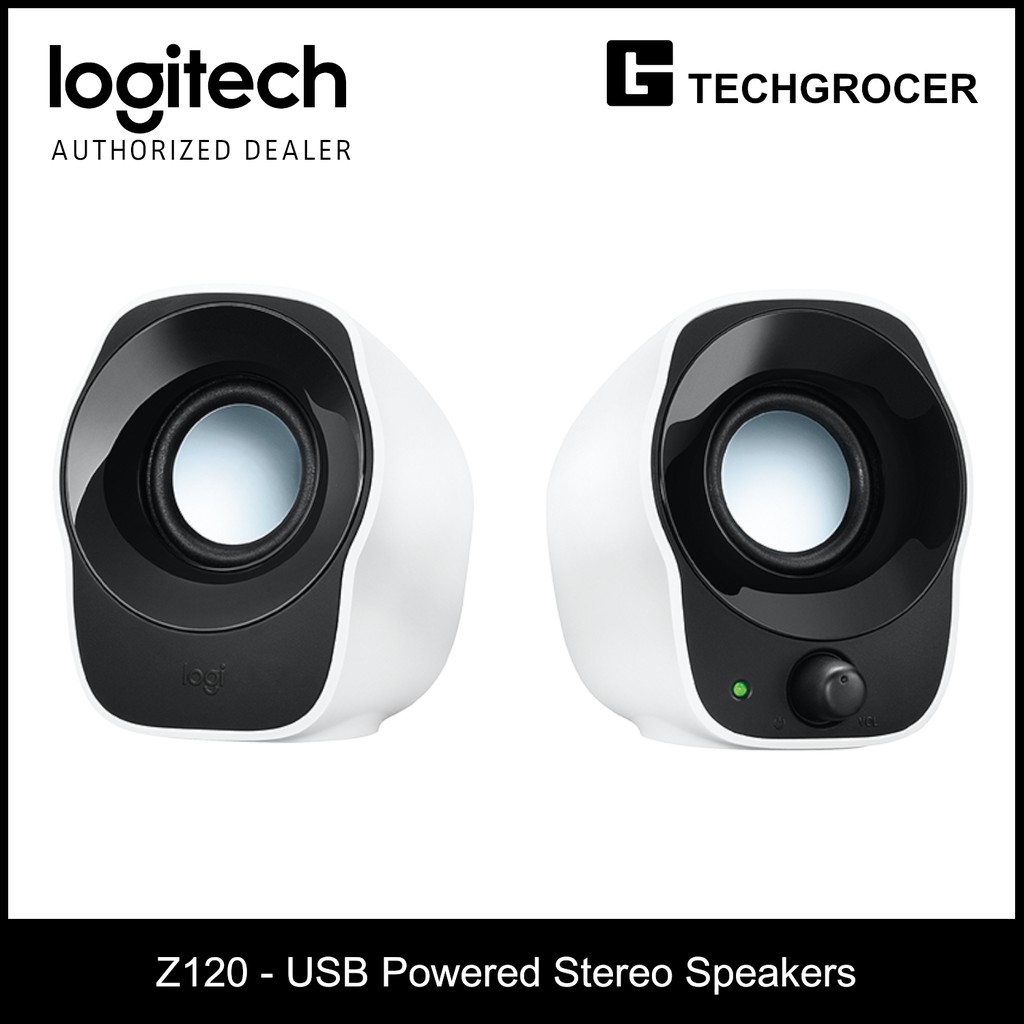 Logitech Z120 USB Powered Compact Stereo Speakers Black White