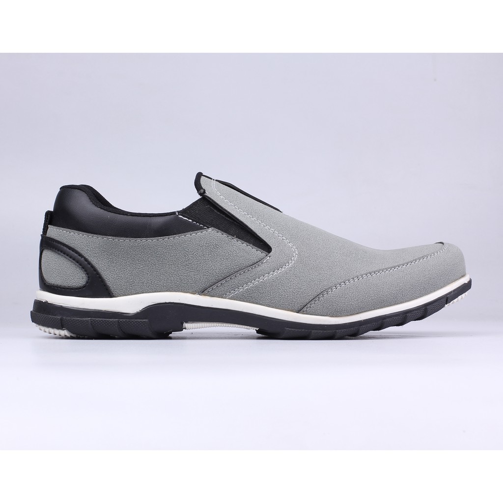 Gray Synthetic Leather Slip On Shoes For Men Shopee Philippines