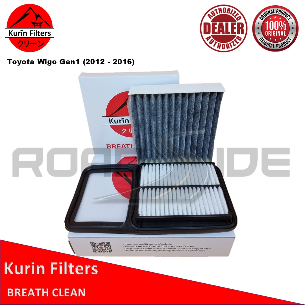 KURIN Combo Filters Air Charcoal Cabin For Toyota Wigo Gen1 2012