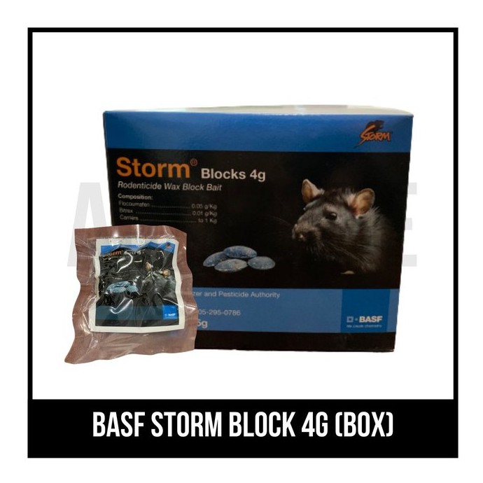 10 Pcs Box BASF STORM BLOCKS 4g Rodenticide Wax Block Bait Rat Poison