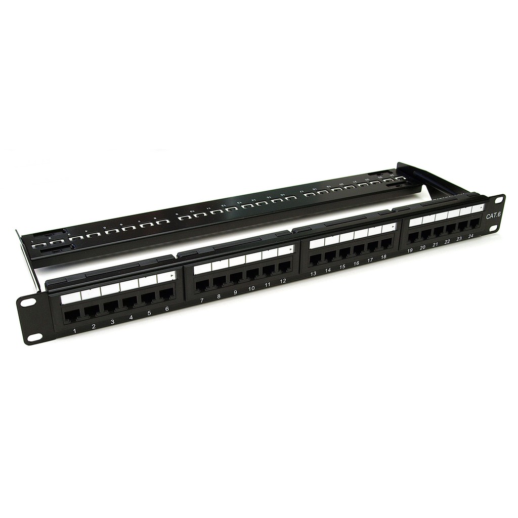 AD Link 24 Ports Patch Panel CAT6 Fully Loaded 1RU 24 Port Patch Panel