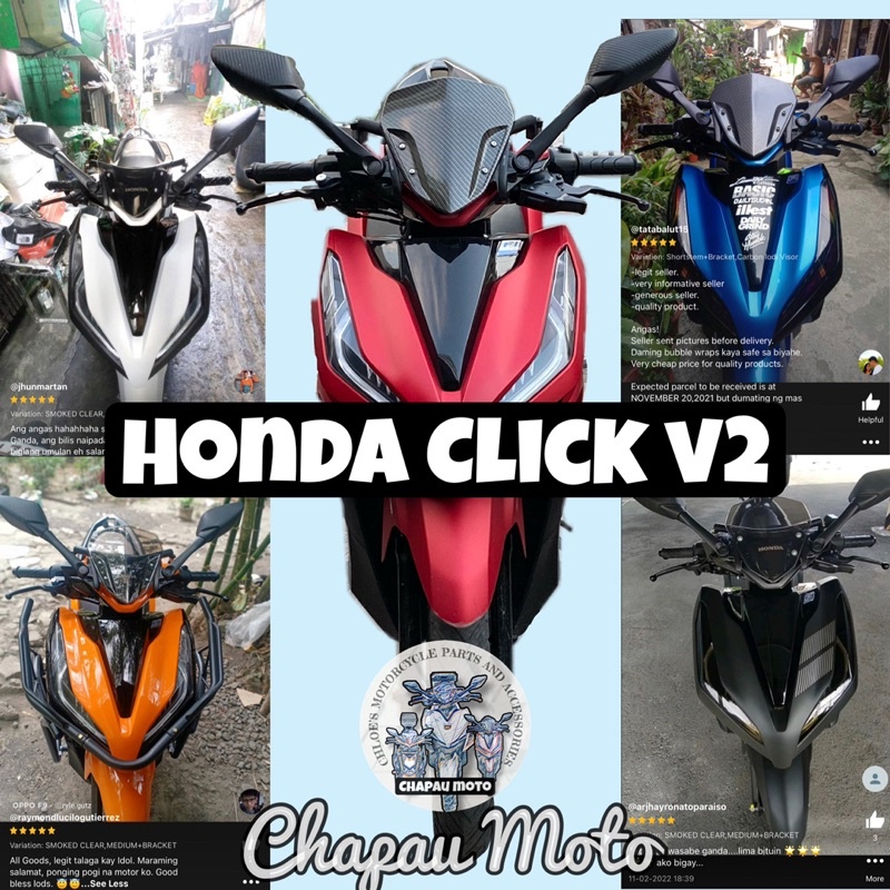 HONDA CLICK 125 150 I V2 V3 VERSION 2 BRACKET SIDE MIRROR AND VISOR SET