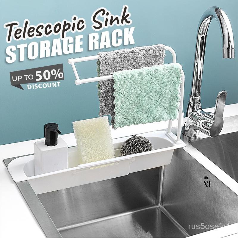 Telescopic Sink Shelf Kitchen Soap Sponge Sink Drain Rack Sinks Holder