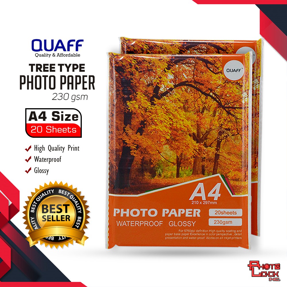 A4 Size 180gsm 230gsm QUAFF Glossy Photo Paper Inkjet Glossy Photo