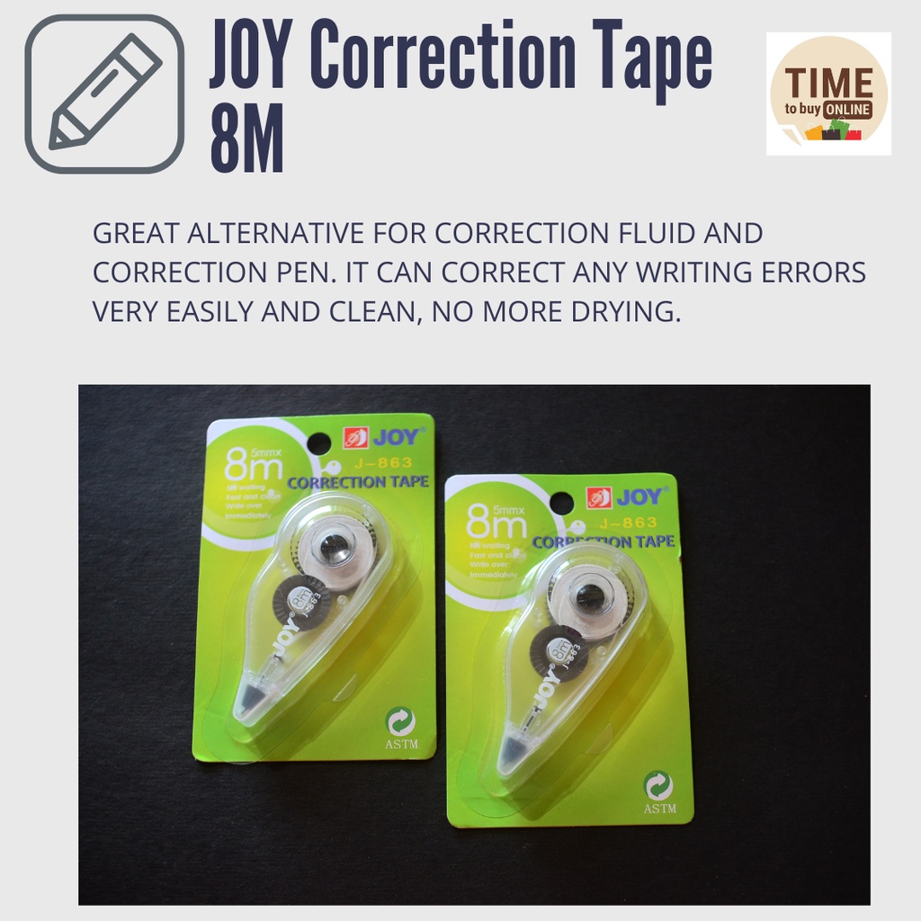 JOY Correction Tape 8M J 863 WHITE Sold Per 1 Pc Shopee Philippines