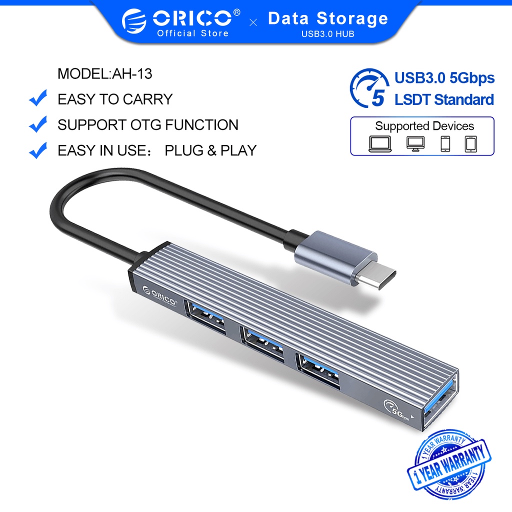 Orico Aluminum Type C Hub Port Usb Ultra Slim Portable