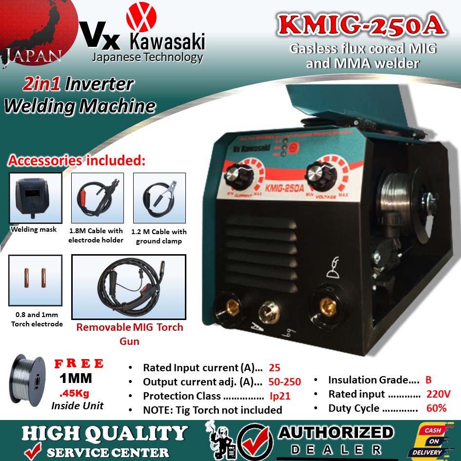 VX KAWASAKI 2IN1 Inverter Welding Machine KMIG 250A ARC MMA Welding